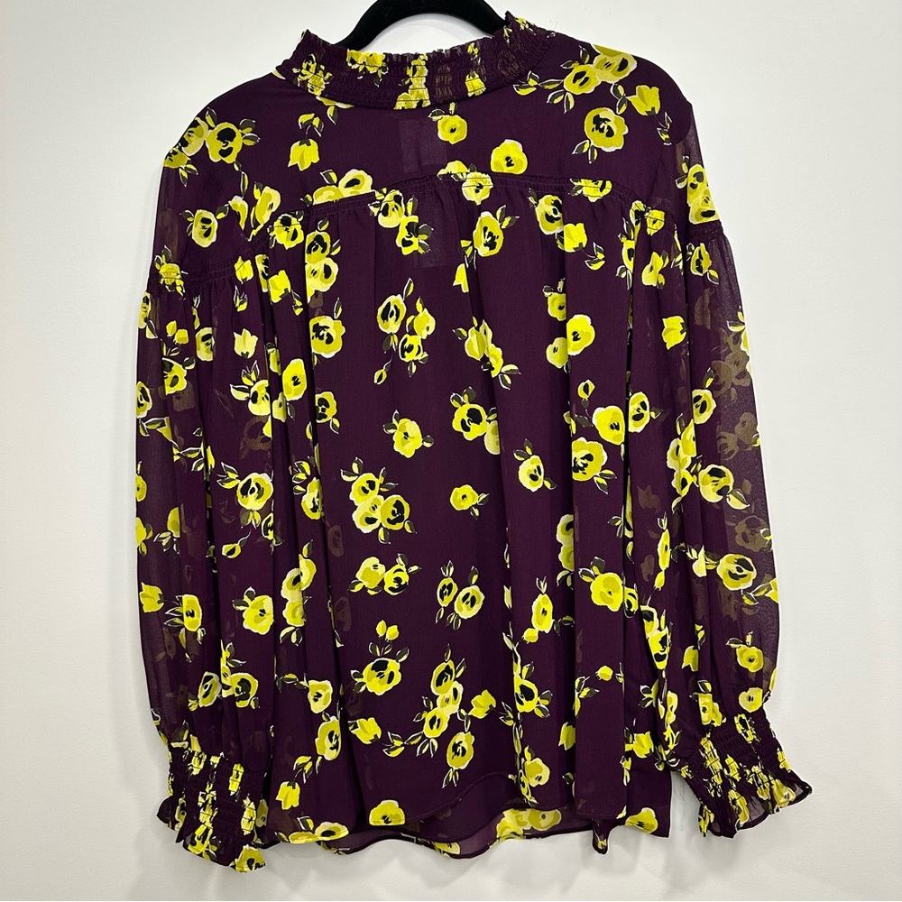 Calvin Klein Women's Aubergine Floral Mock Neck Long Sleeved Blouse Sz 1X  NWT